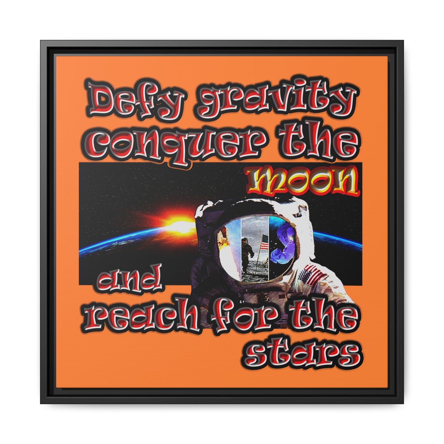 defy conquer reach - framed canvas art (crusta)