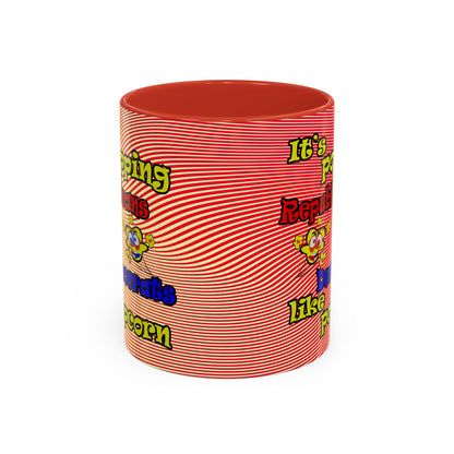 popping like popcorn - Accent Mug (yellow-orange wave)