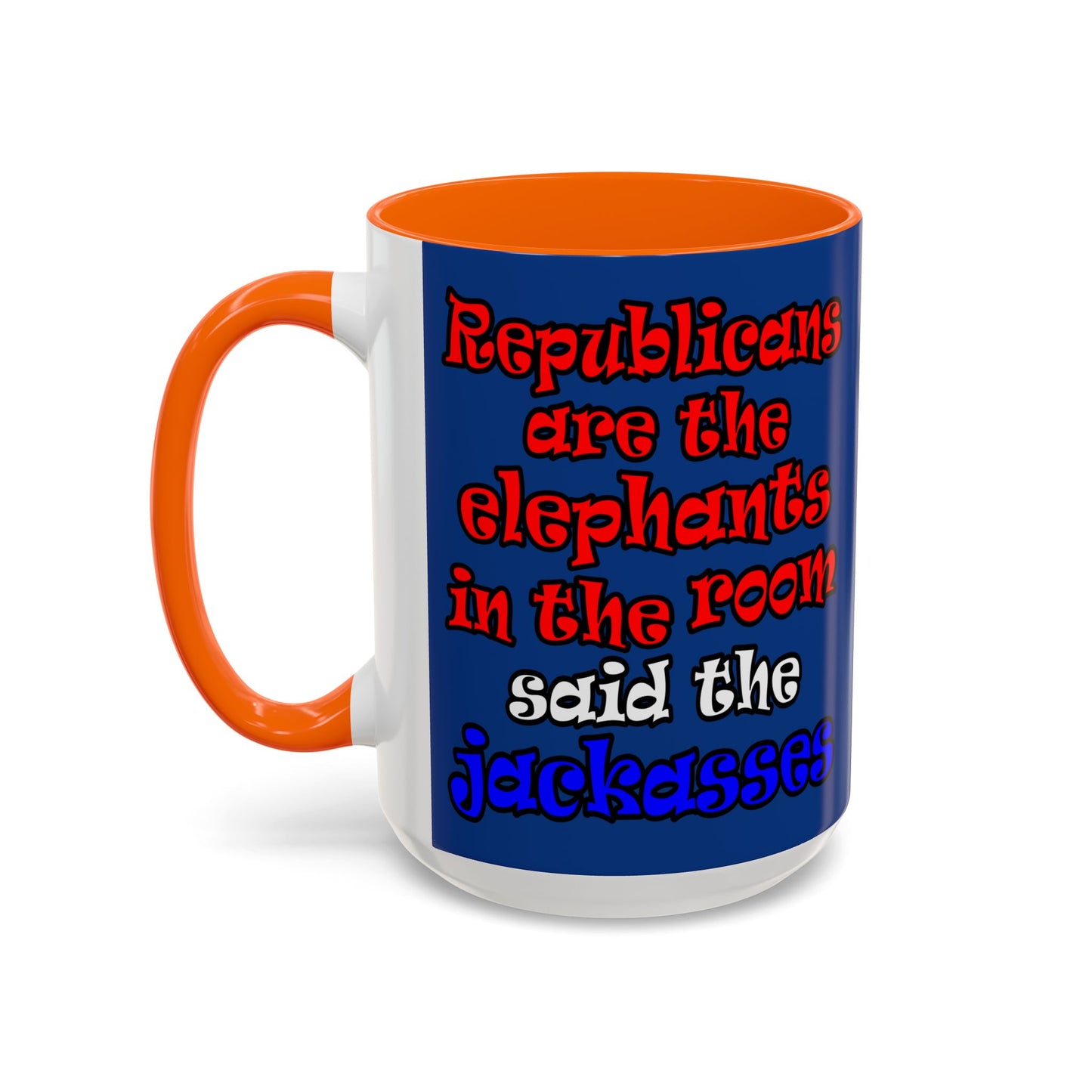 donkeys and elephants - Accent Mug (dark blue)