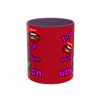 hoes b4 bros - Accent Mug (dark red)