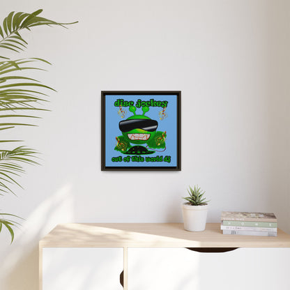 disc jockey - framed canvas art (light blue)