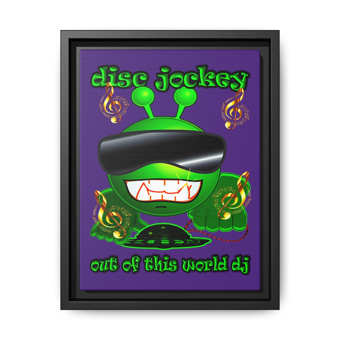 disc jockey - framed canvas art (purple)
