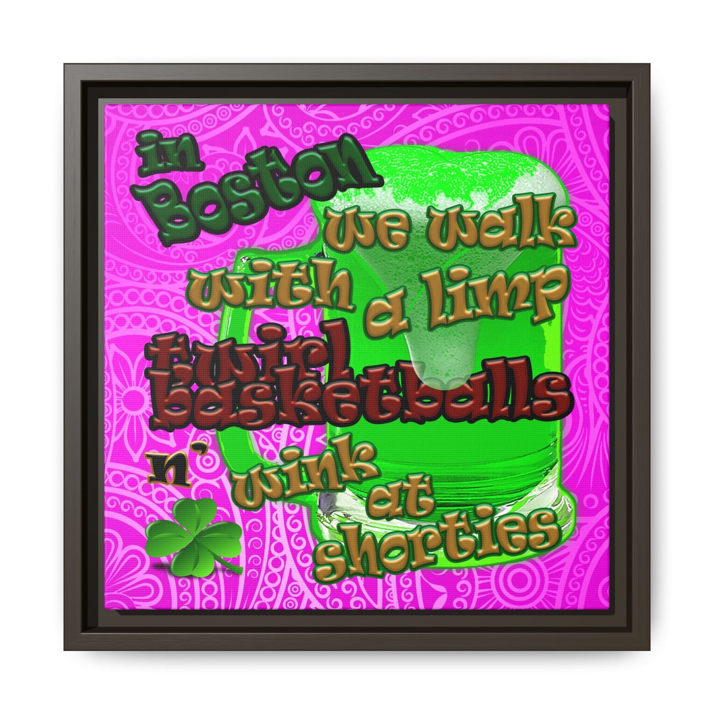 celtics logo - framed canvas art (pink swirl)