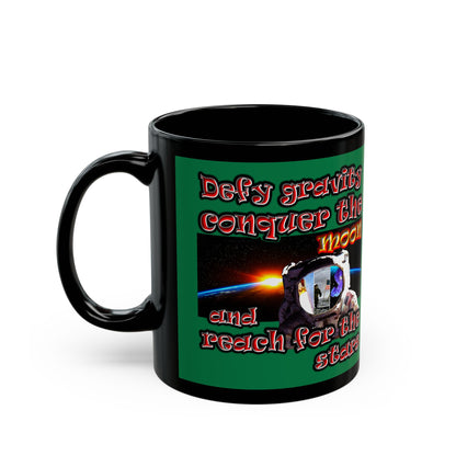 defy conquer reach - Black Mug (dark green)