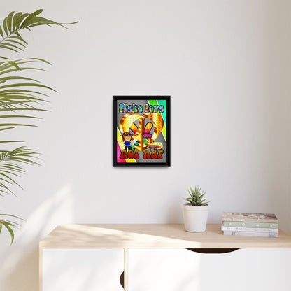 love peace - framed canvas art (rainbow split)