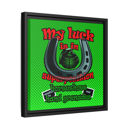 my luck - framed canvas art (logo green)