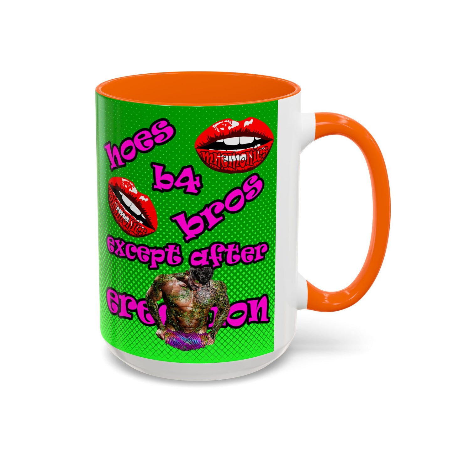 hoes b4 bros - Accent Mug (logo green)