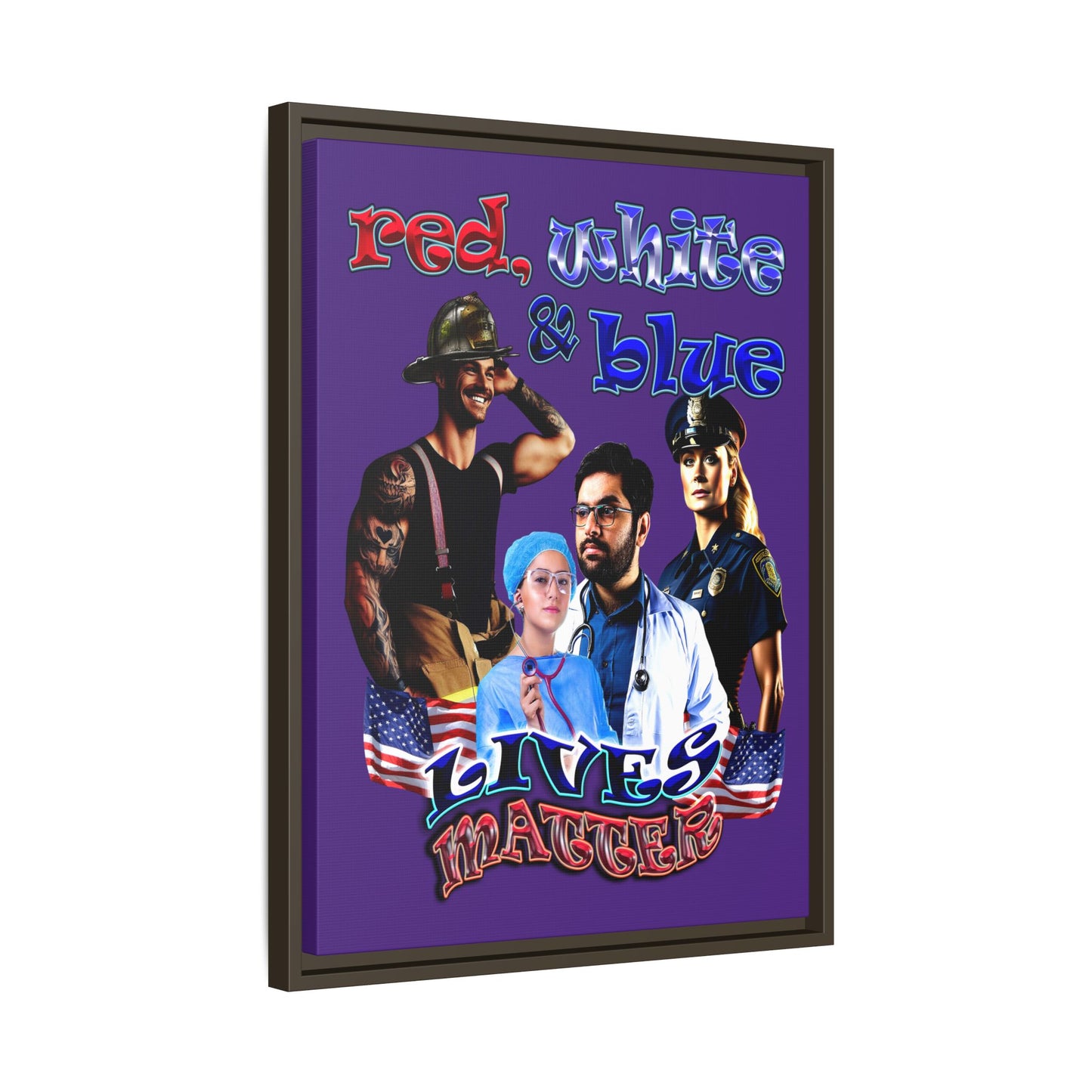 rw&b lives matter - framed canvas art (purple)
