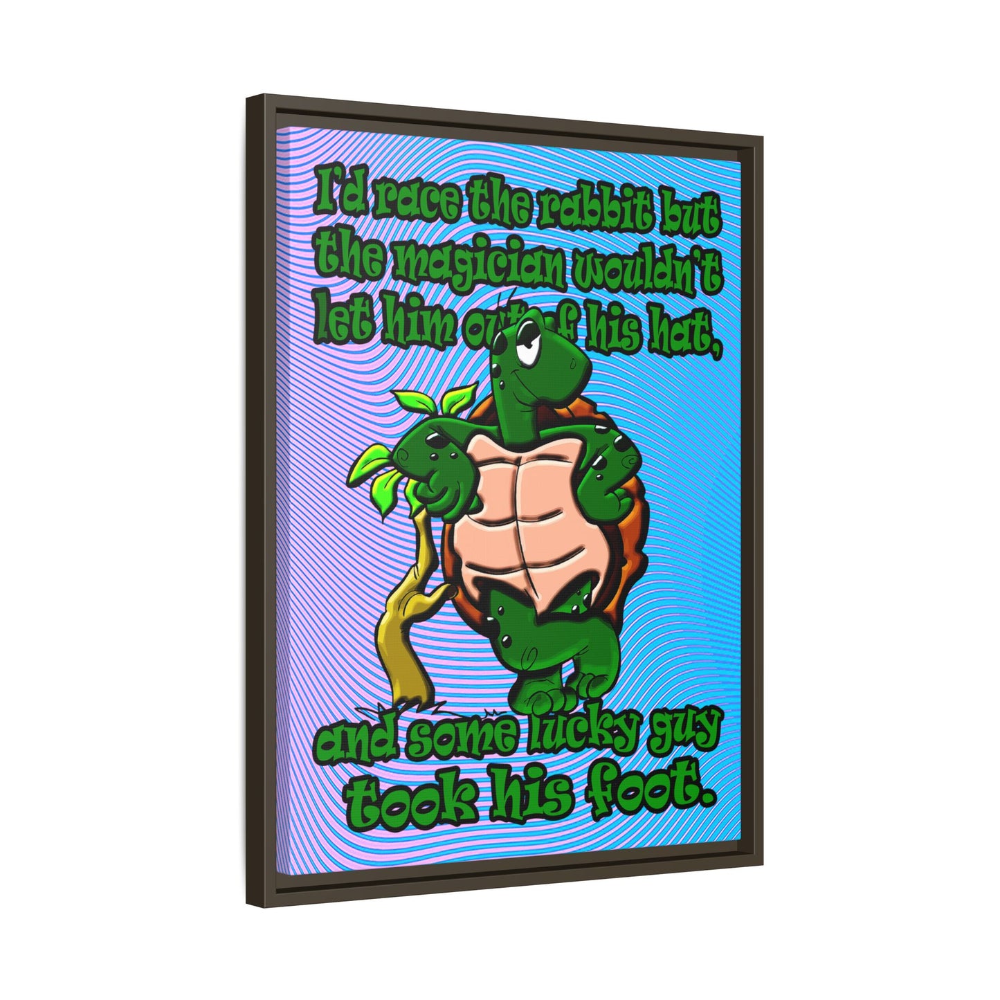 turtle race - framed canvas art (light blue-purple wave)