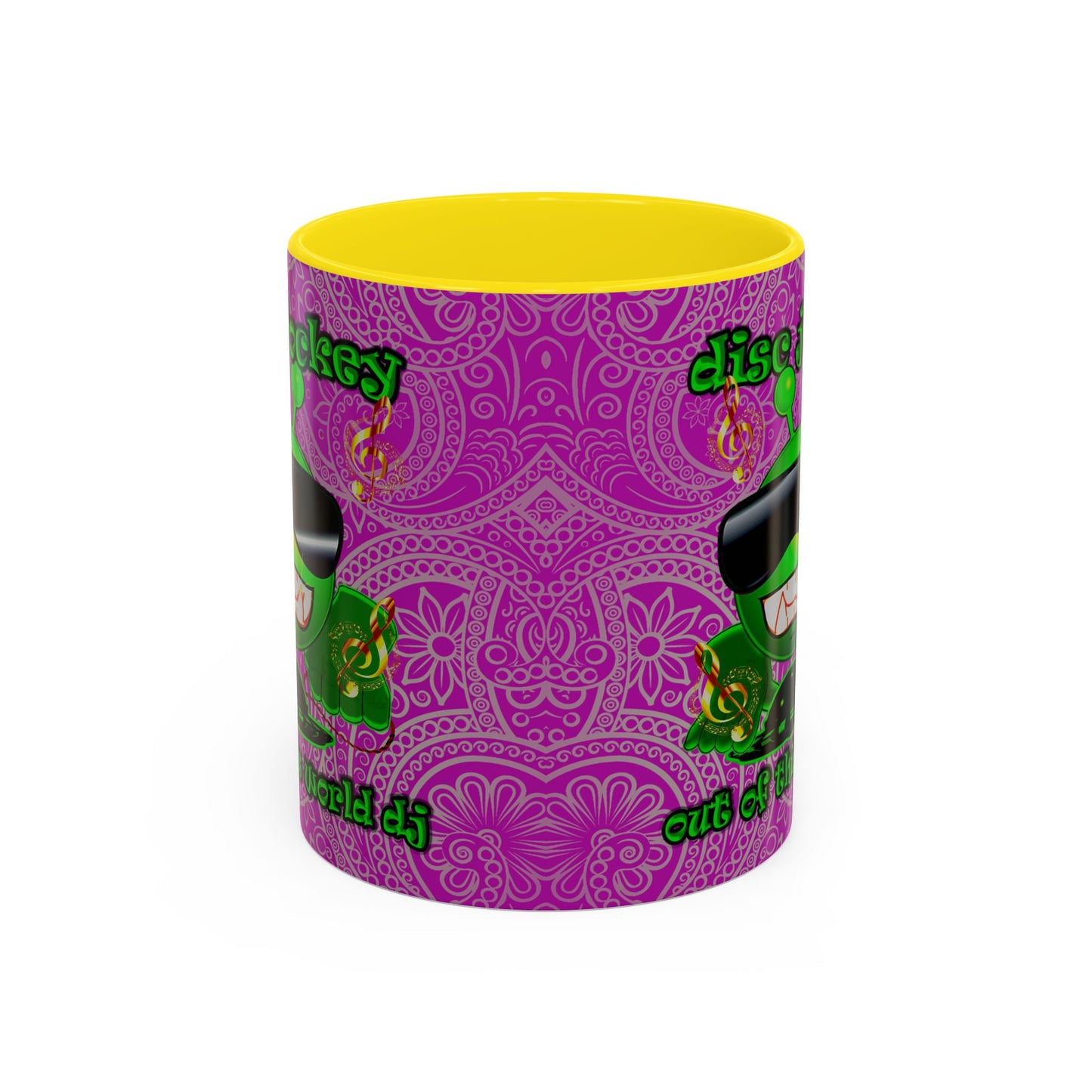 disc jockey - Accent Mug (pink swirl)