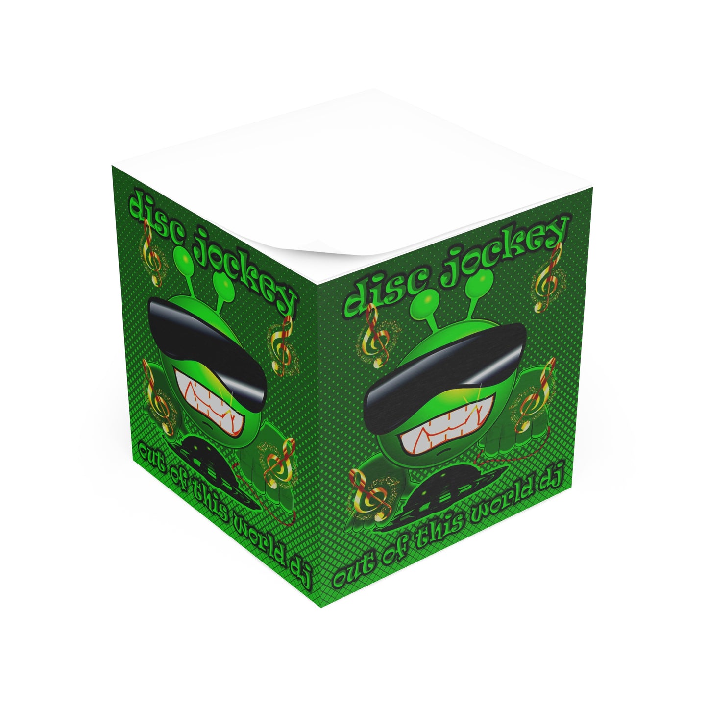 disc jockey - note cube (logo green)