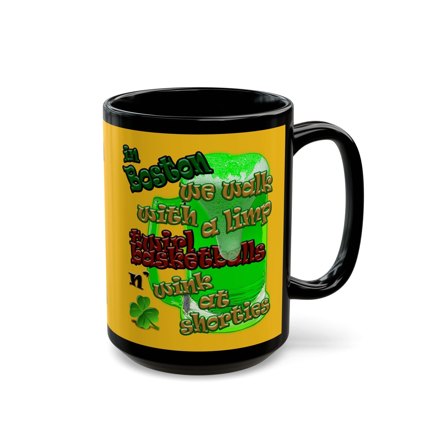 celtics logo - Black Mug (yellow)