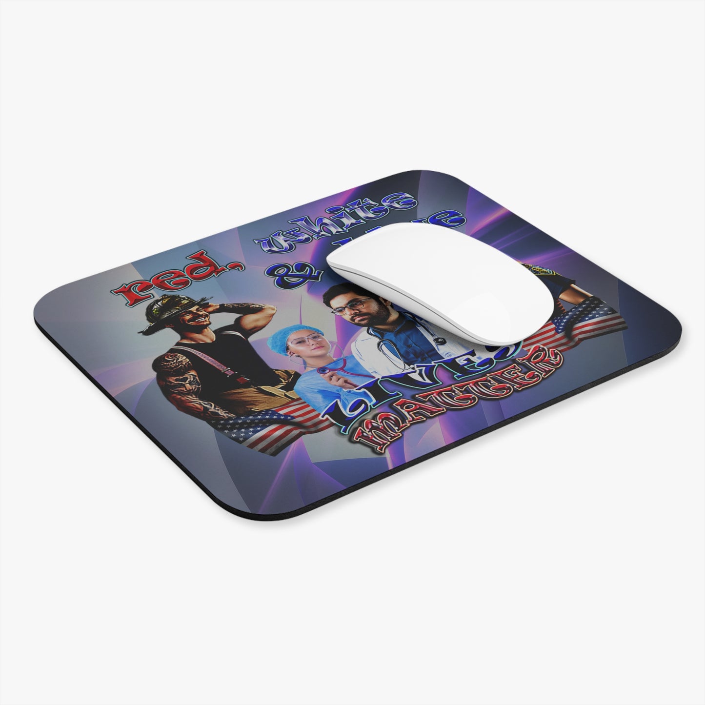 rw&b lives matter - Mouse Pad (Rectangle) (grey-pink wave)