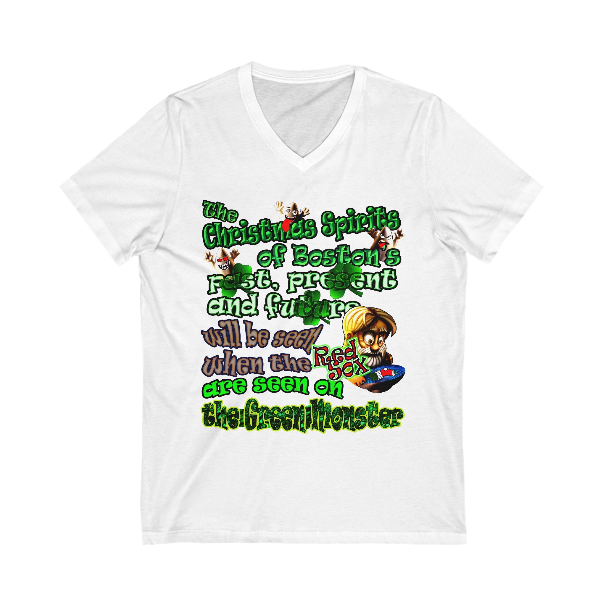 christmas spirits of boston - Unisex Jersey Short Sleeve V-Neck Tee