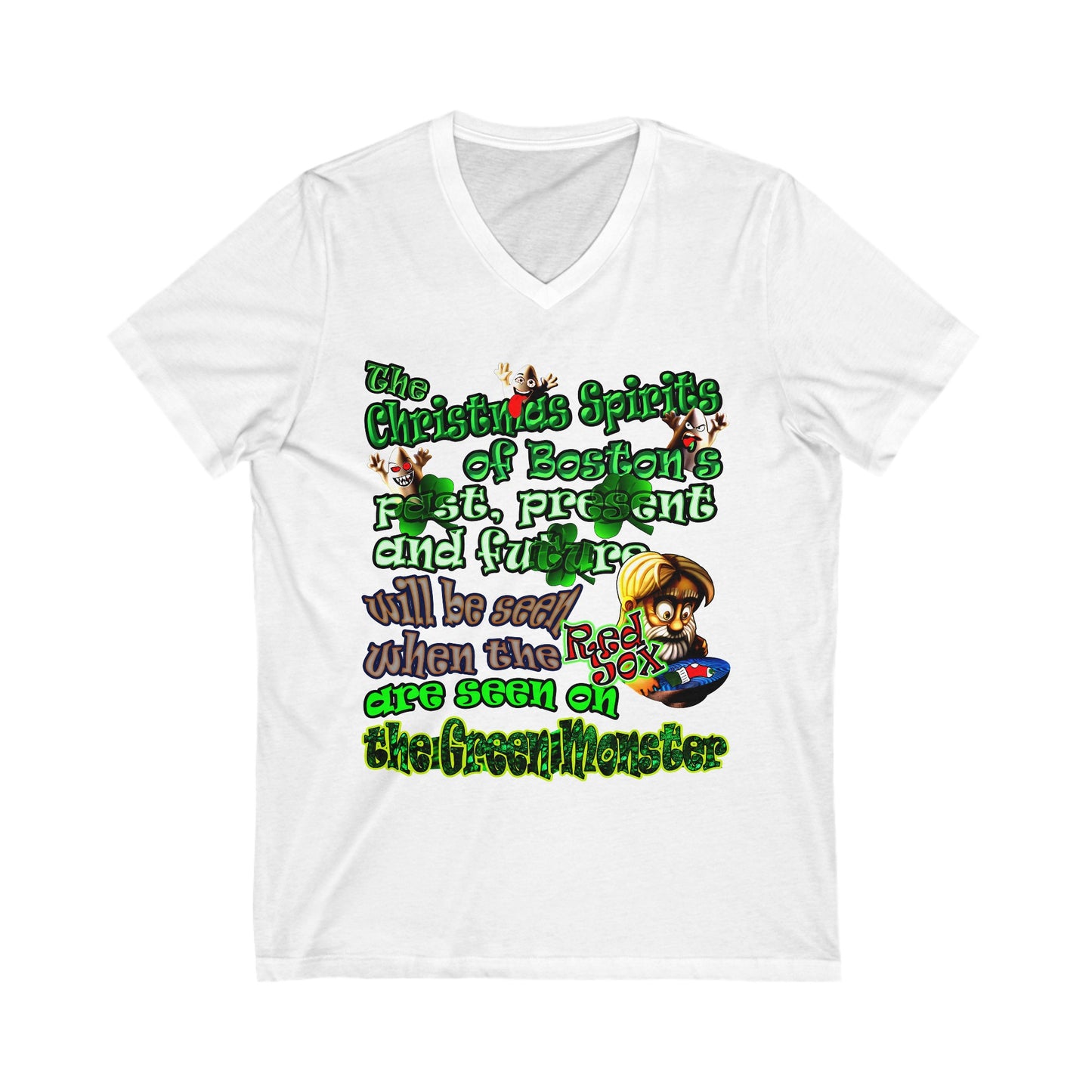 christmas spirits of boston - Unisex Jersey Short Sleeve V-Neck Tee