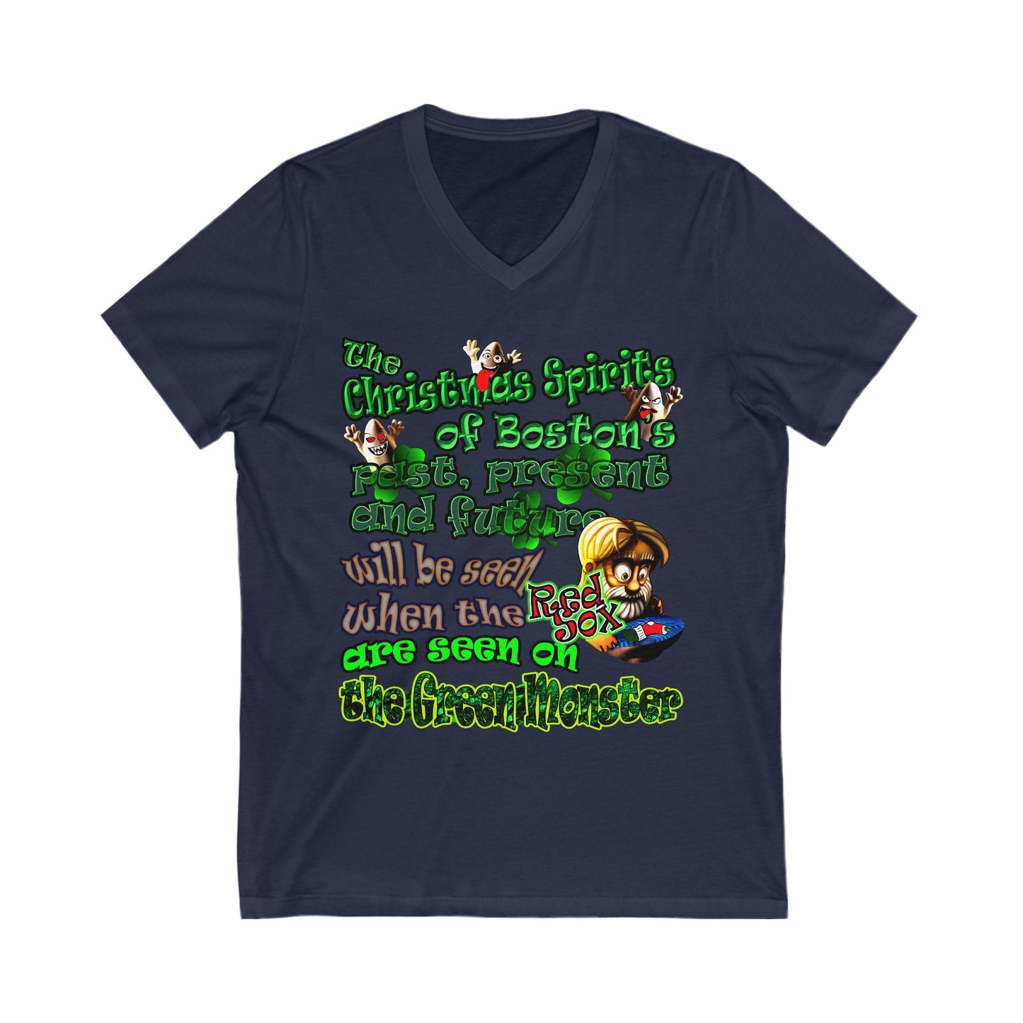 christmas spirits of boston - Unisex Jersey Short Sleeve V-Neck Tee
