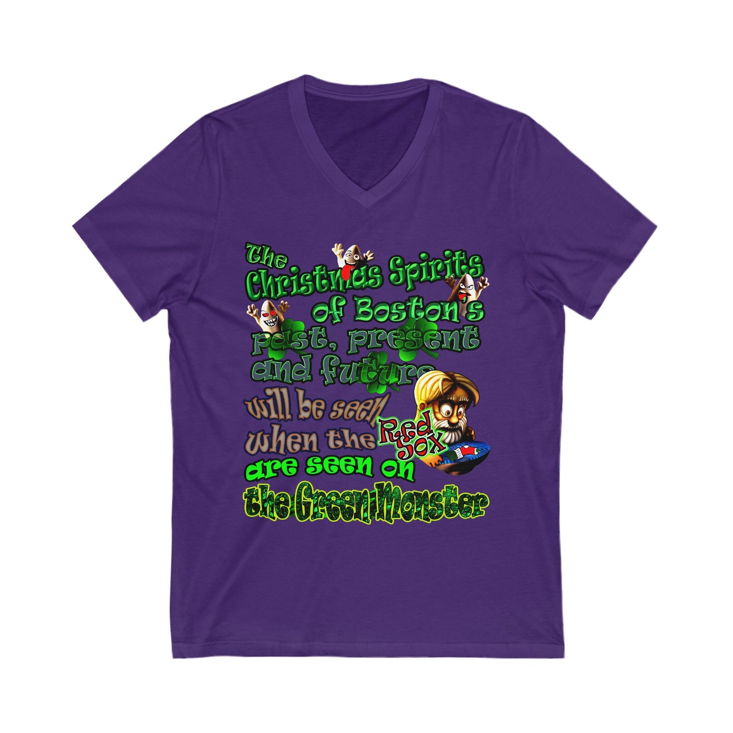 christmas spirits of boston - Unisex Jersey Short Sleeve V-Neck Tee