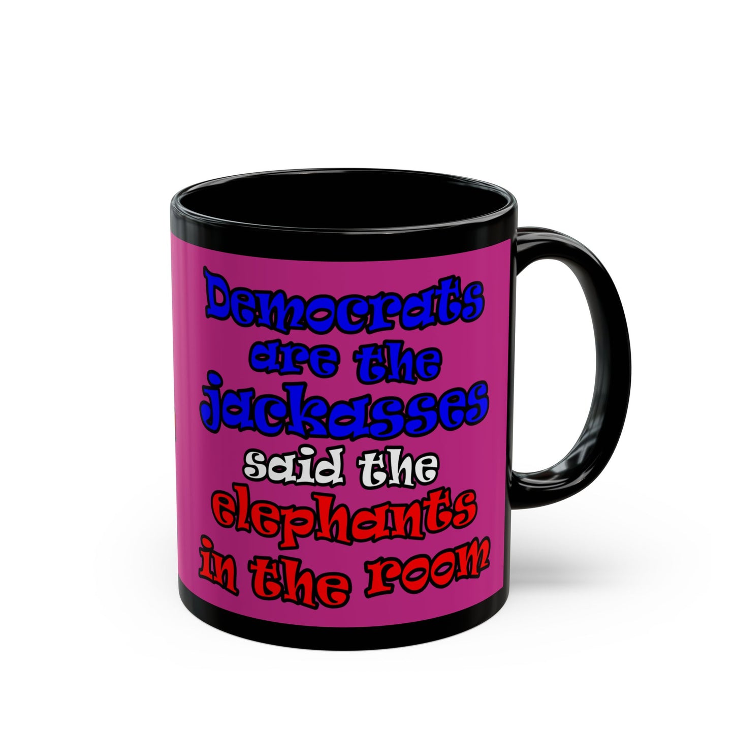 donkeys and elephants - Black Mug (pink)