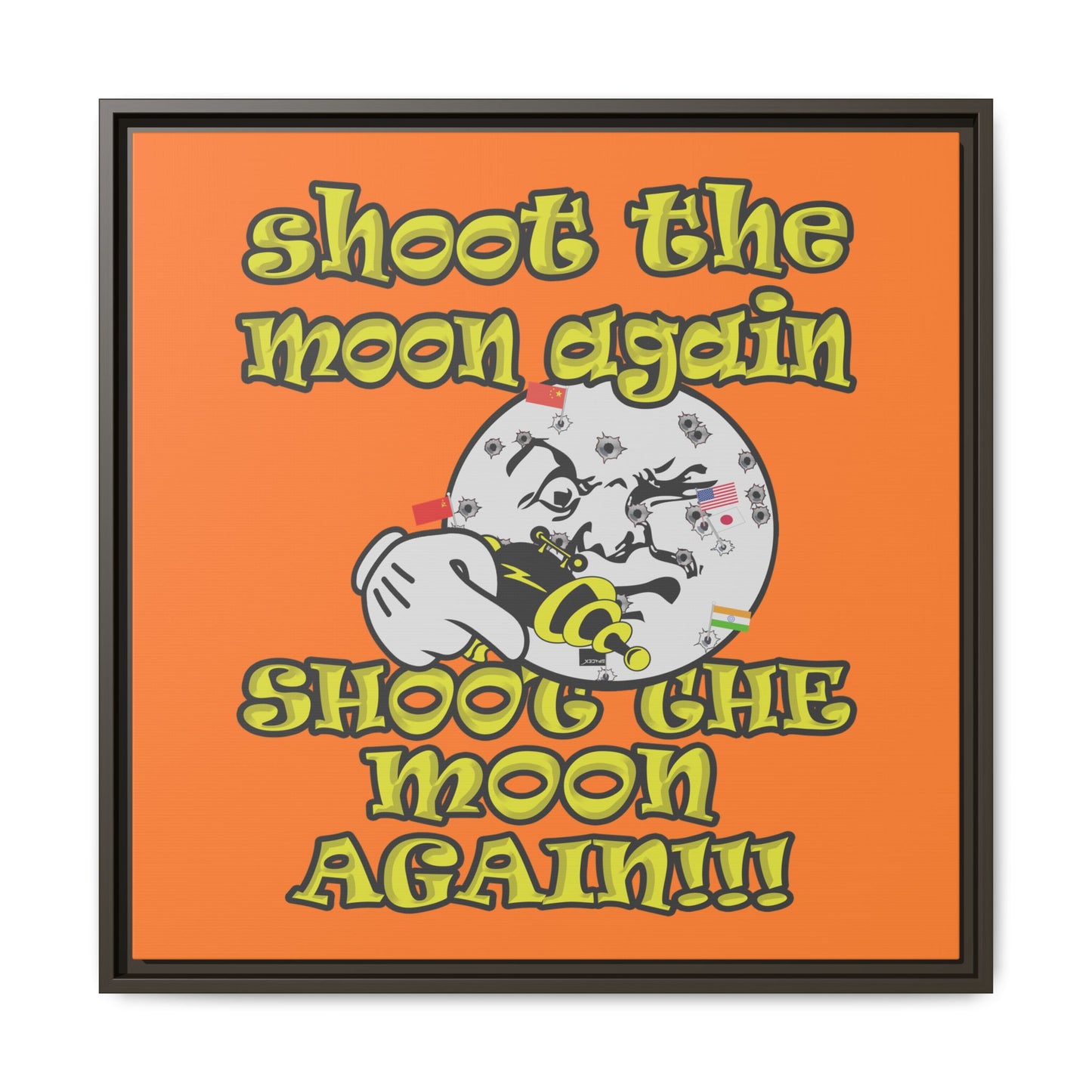 shoot the moon again - framed canvas art (crusta)
