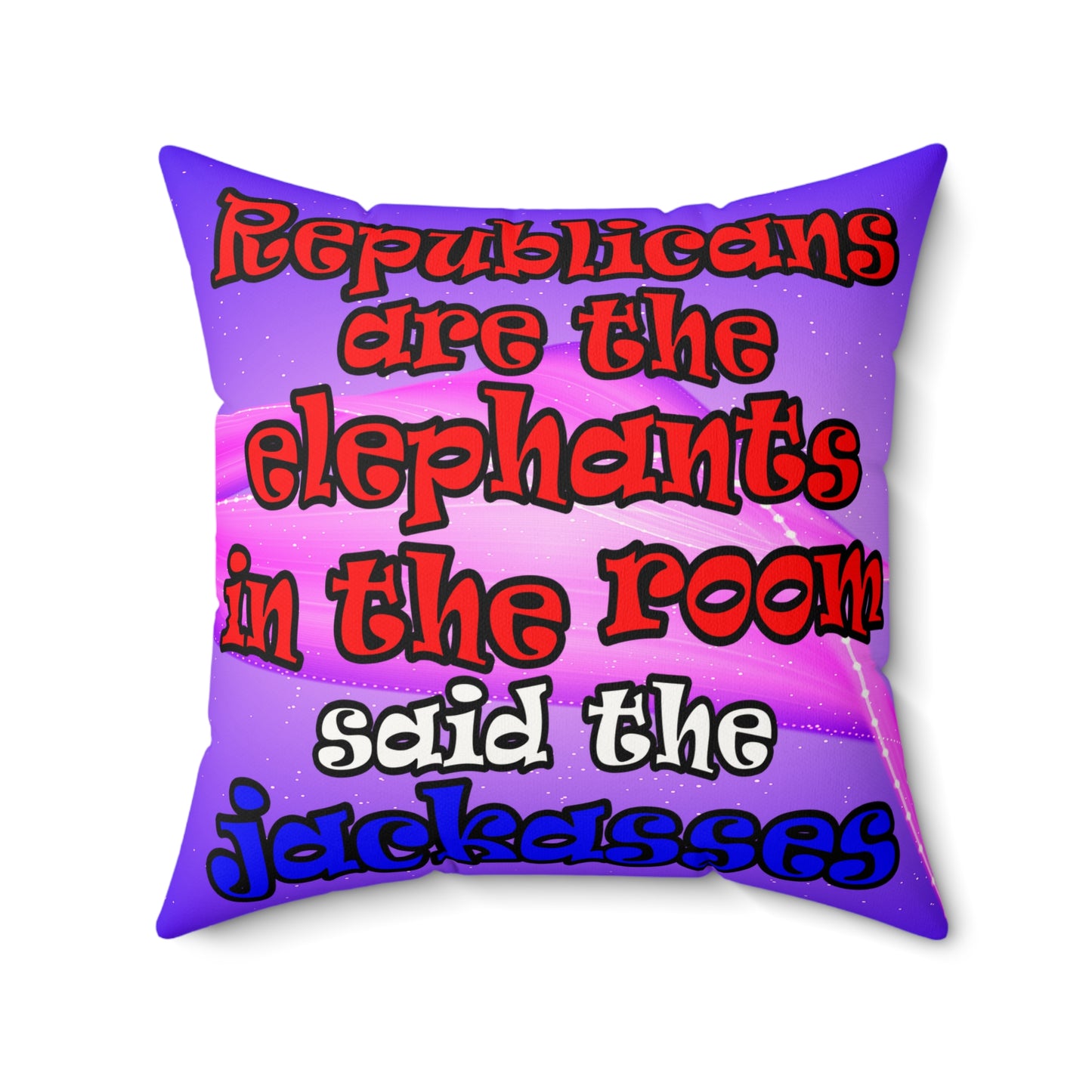 donkeys and elephants - Faux Suede Square Pillow - (purple-pink wave)