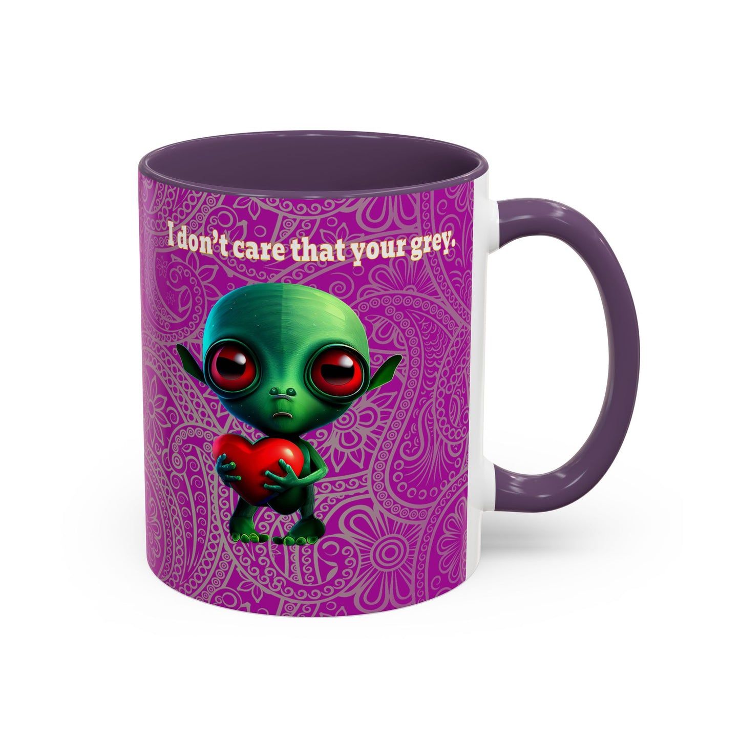 I don't care that your grey - Accent Mug (pink swirl)