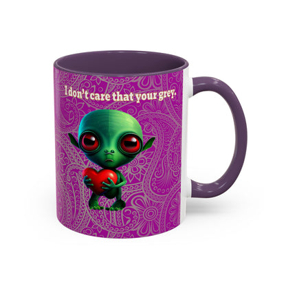 I don't care that your grey - Accent Mug (pink swirl)