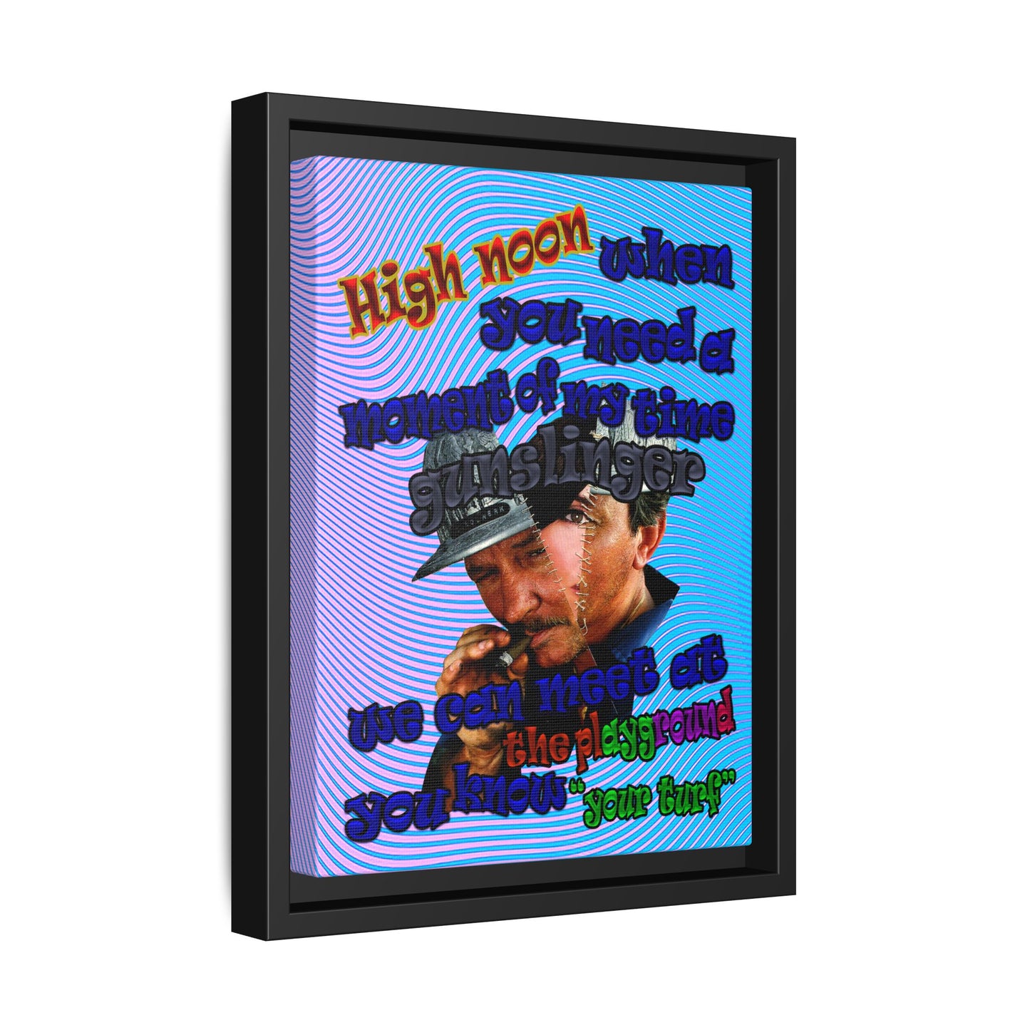 high noon - framed canvas art (light blue-purple wave)