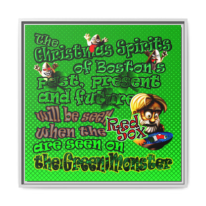 christmas spirits of boston - framed canvas art (logo green)