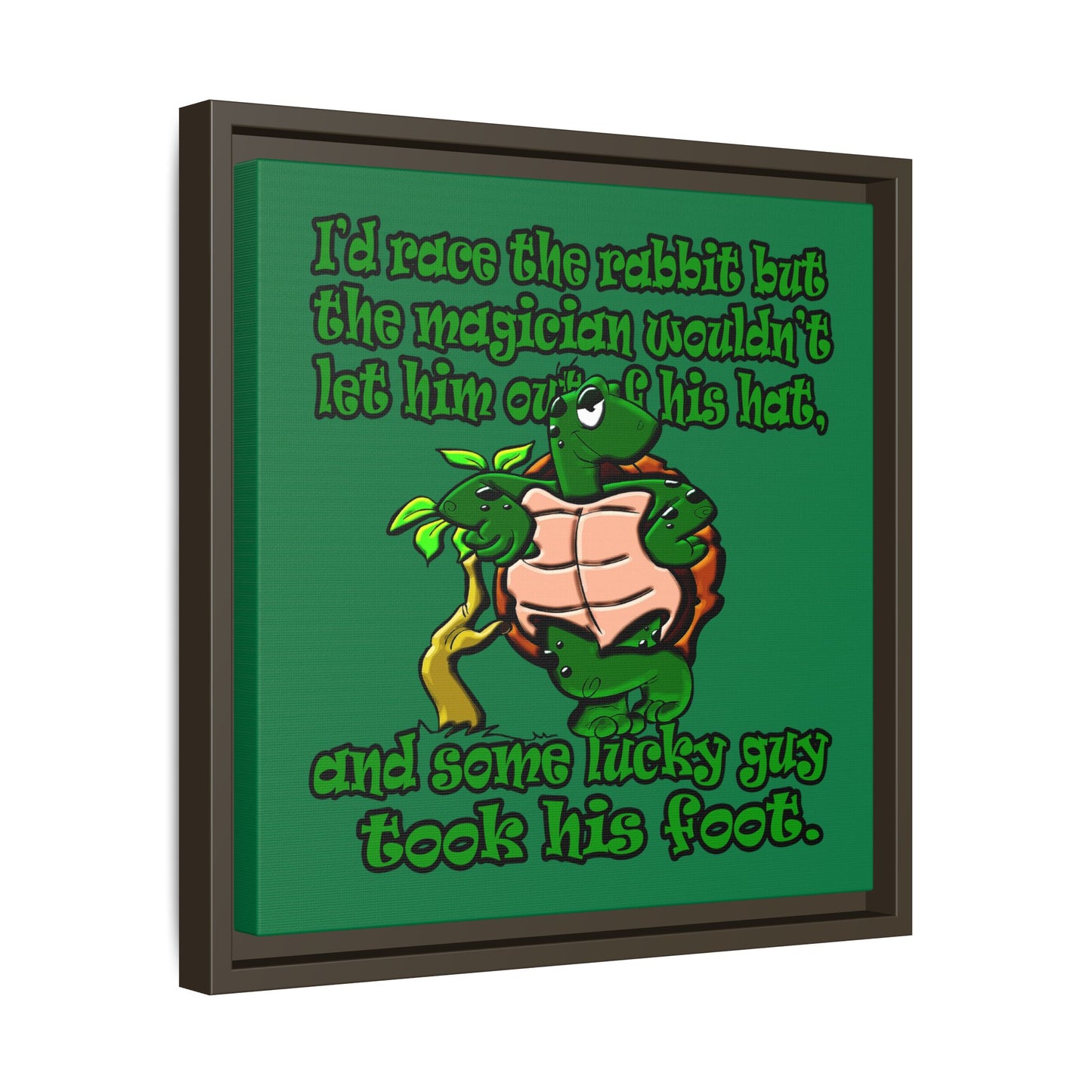 turtle race - framed canvas art (dark green)