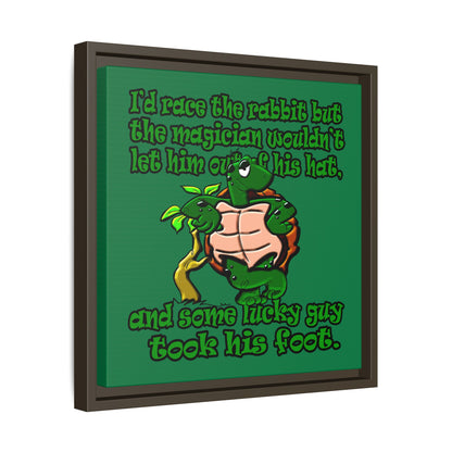 turtle race - framed canvas art (dark green)