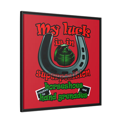 my luck - framed canvas art (dark red)