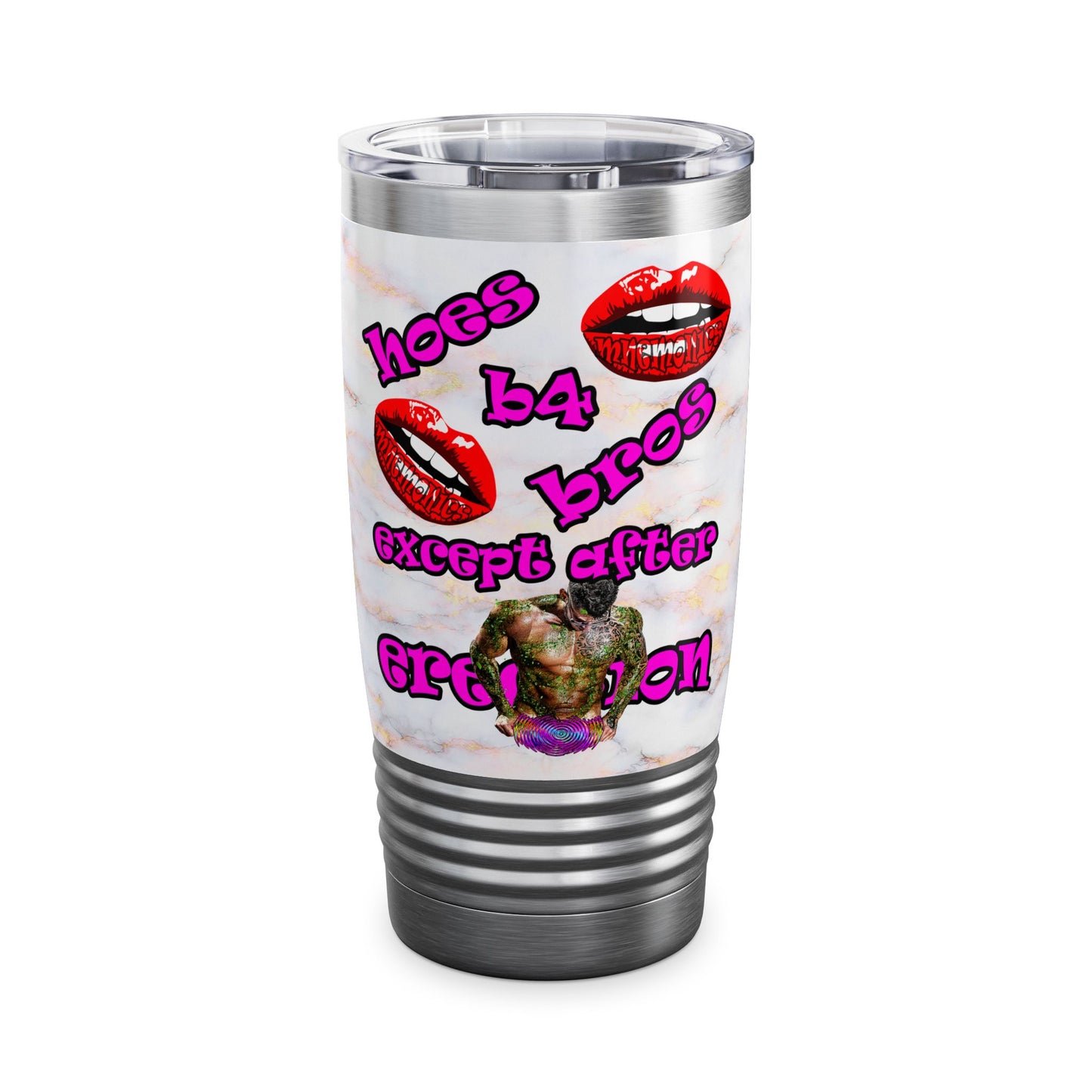 hoes b4 bros - Ringneck Tumbler, 20oz (white marble)