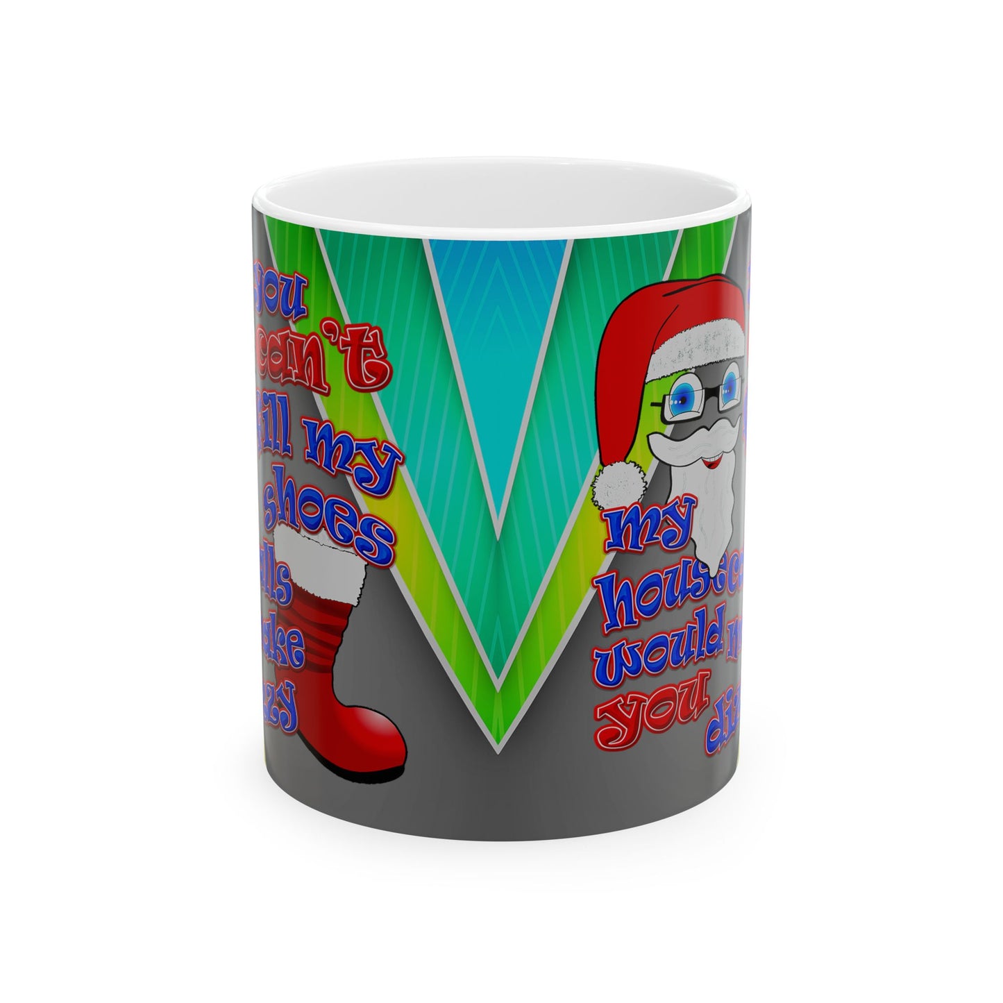 santa's shoes - White Mug (rainbow split)