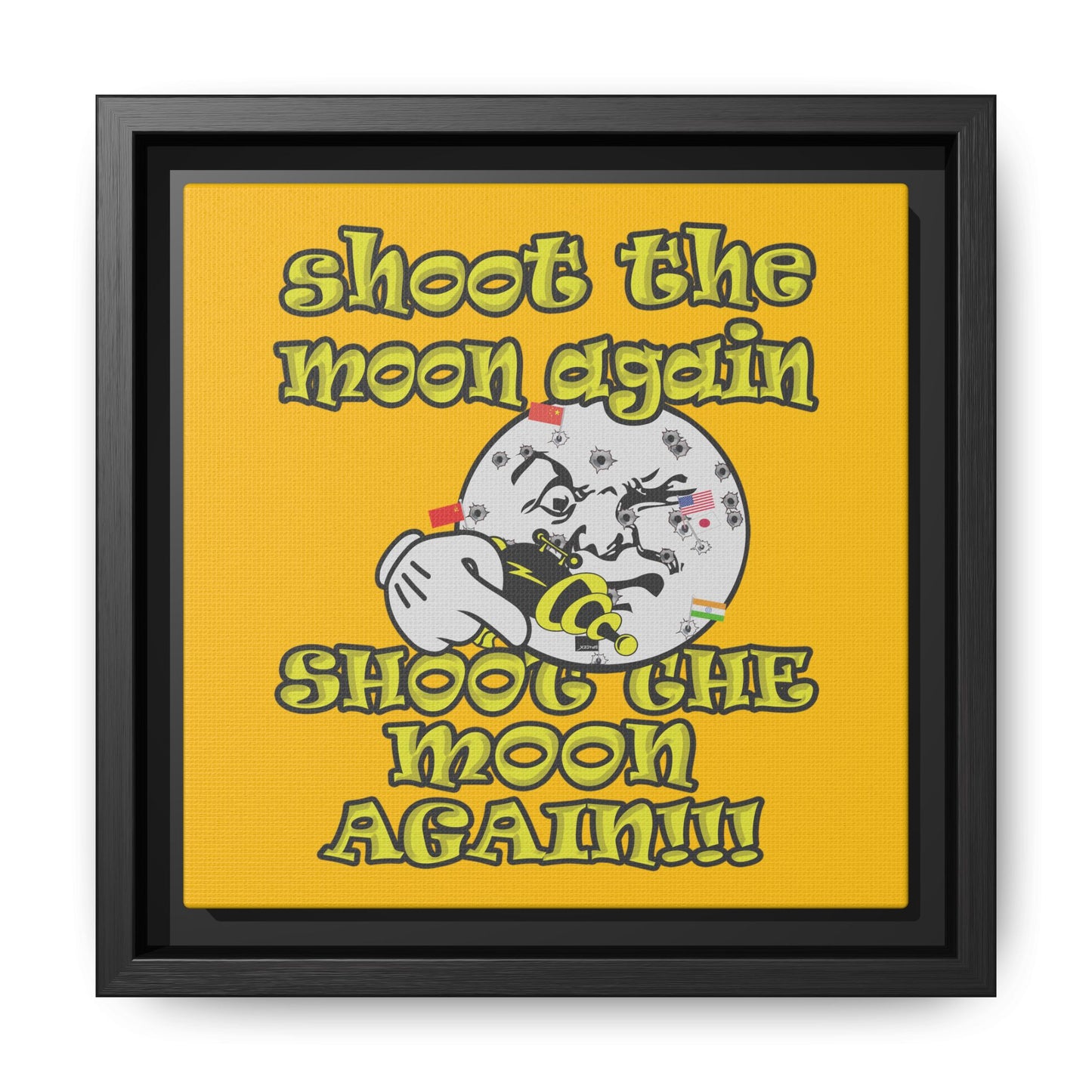 shoot the moon again - framed canvas art (yellow)