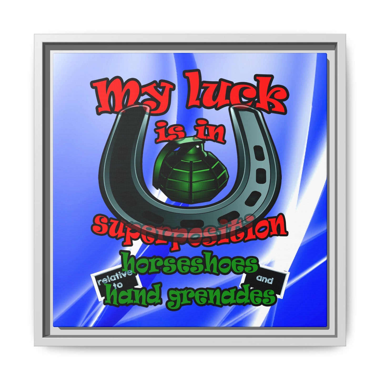 my luck - framed canvas art (blue-white wave)