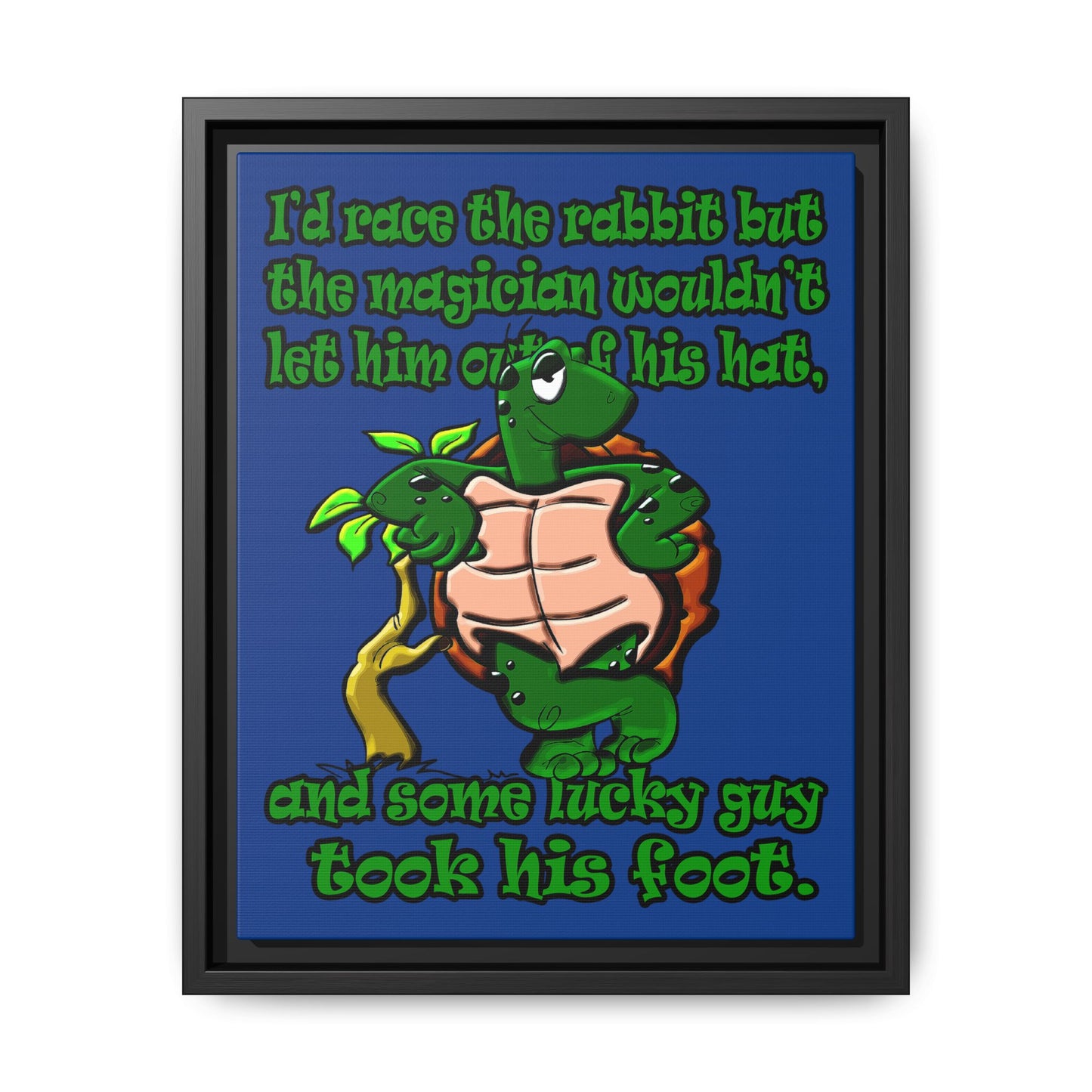 turtle race - framed canvas art (dark blue)