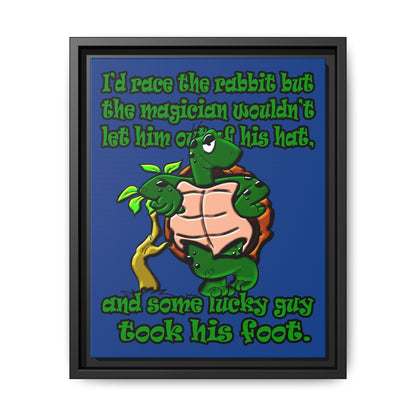 turtle race - framed canvas art (dark blue)