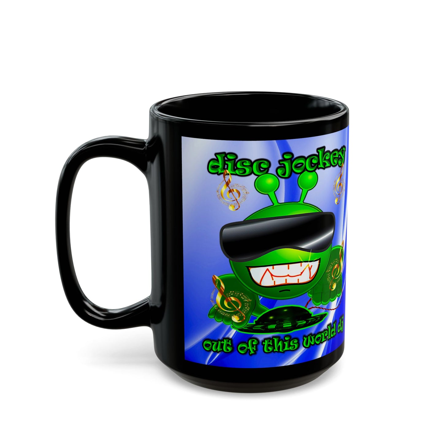 disc jockey - Black Mug (blue-white wave)