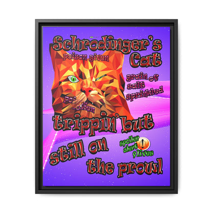 schrodinger's cat - framed canvas art (purple-pink wave)