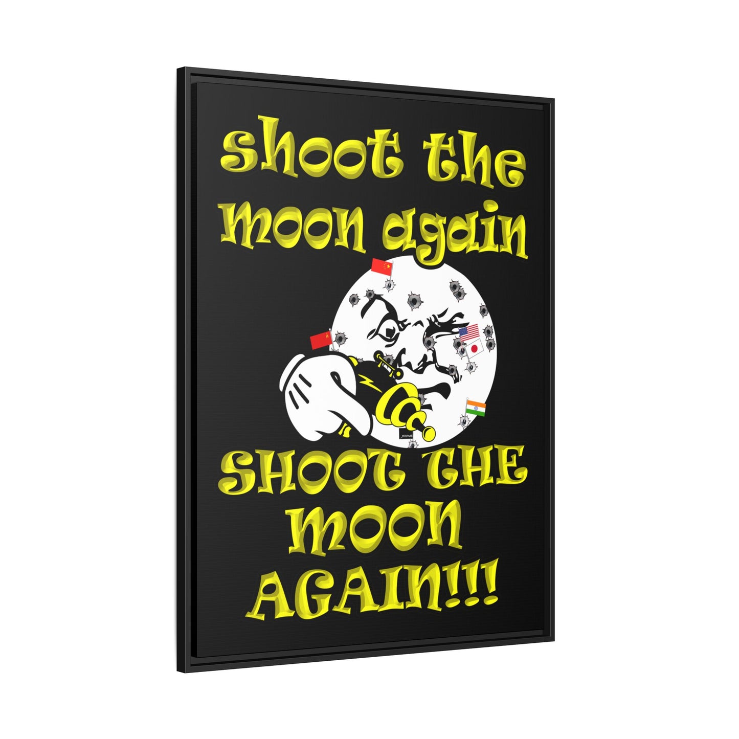 shoot the moon again - framed canvas art (black)