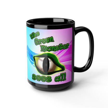 green monster - Black Mug (light blue-pink wave)