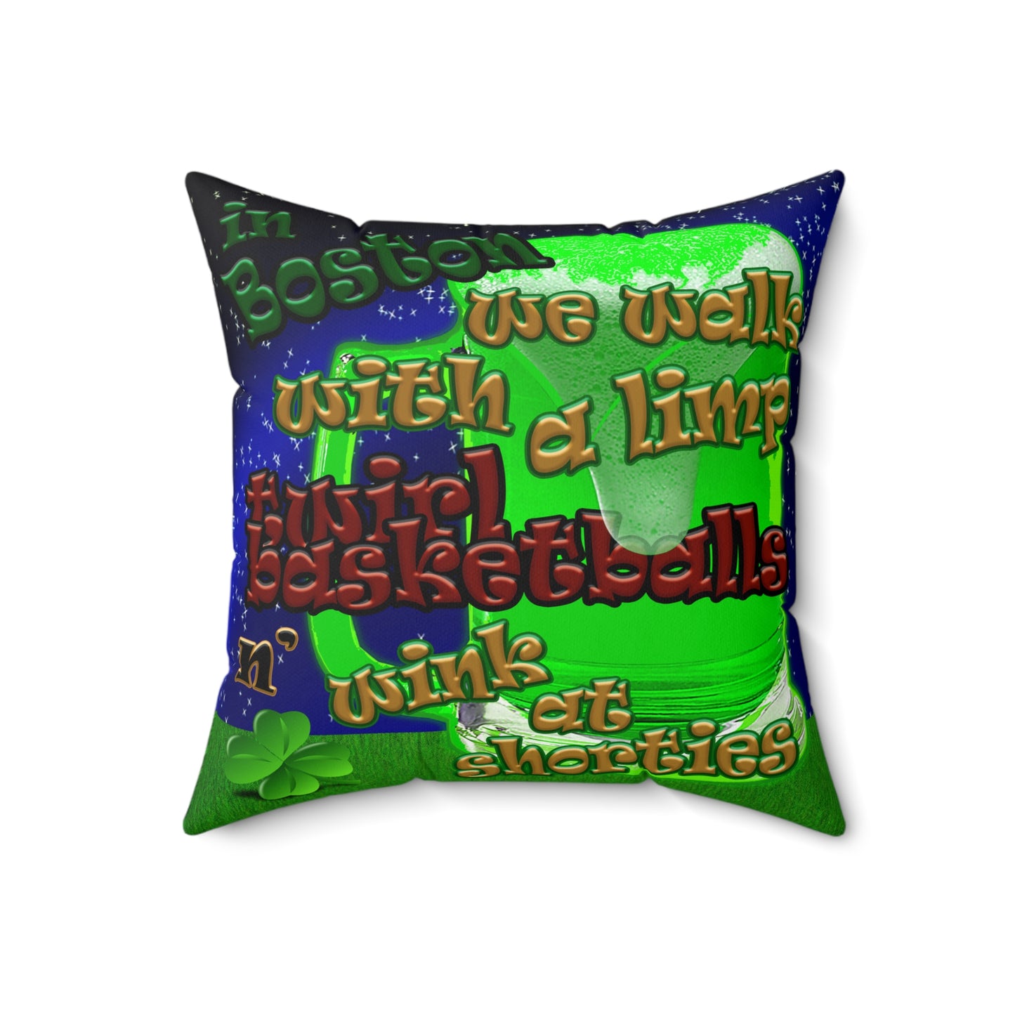 celtics logo - Spun Polyester Square Pillow - ('snoops' background)