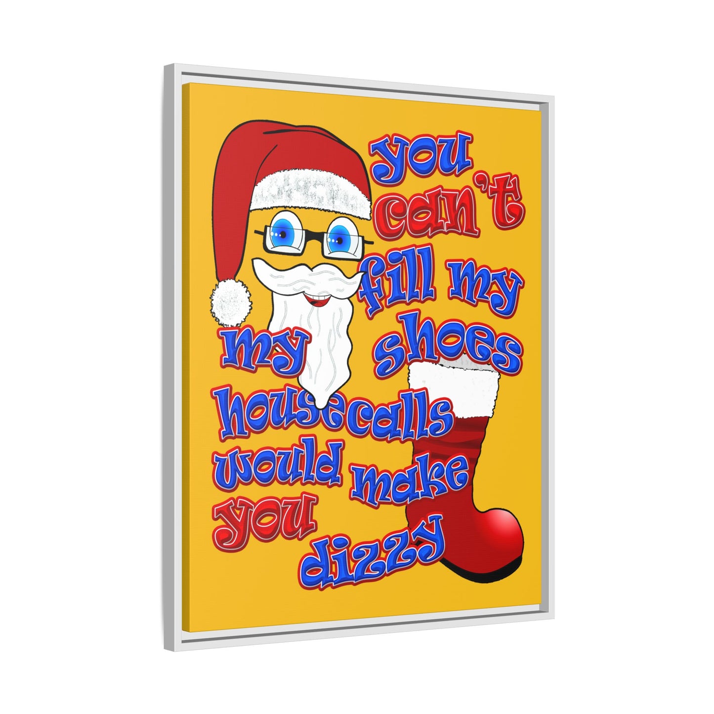 santa's shoes - framed canvas art (yellow)