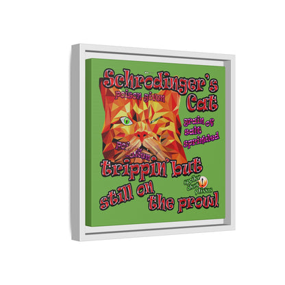schrodinger's cat - framed canvas art (green)