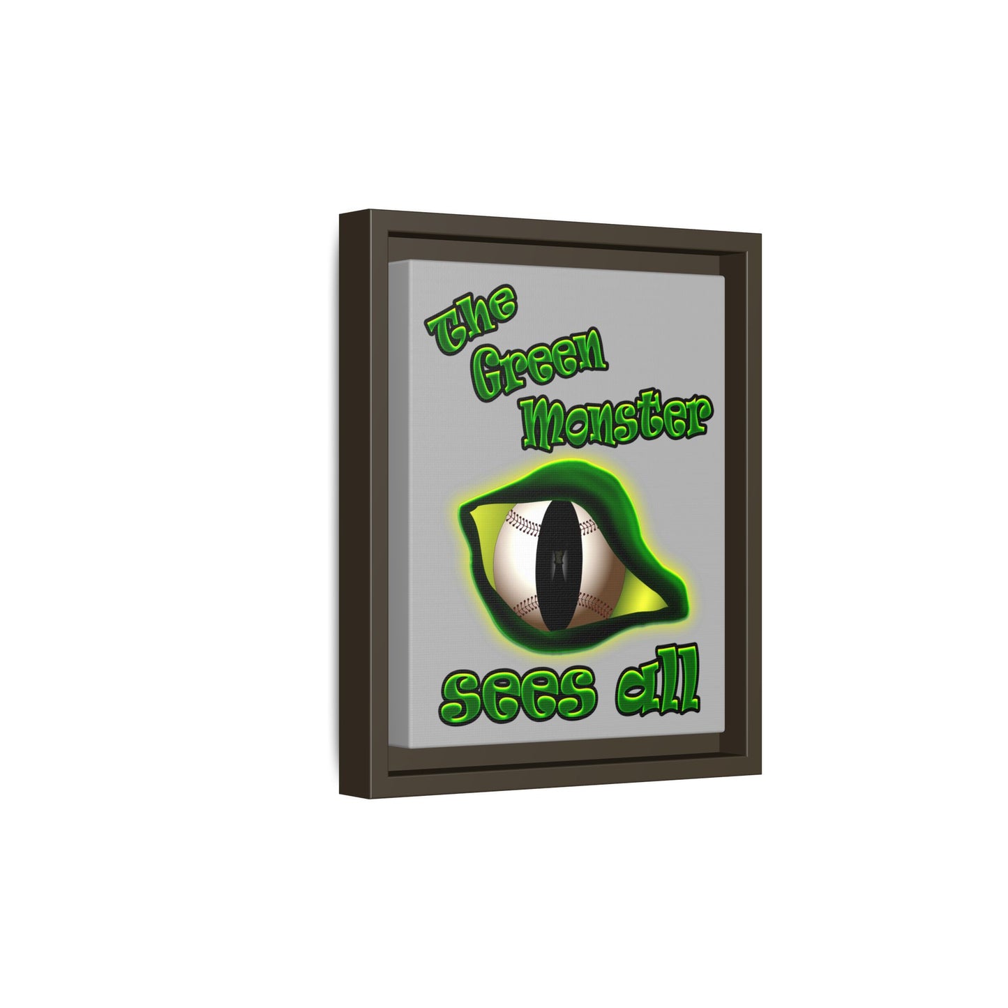 green monster - framed canvas art (light grey)