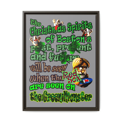 christmas spirits of boston - framed canvas art (grey)