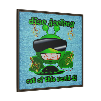 disc jockey - framed canvas art (faded blue)