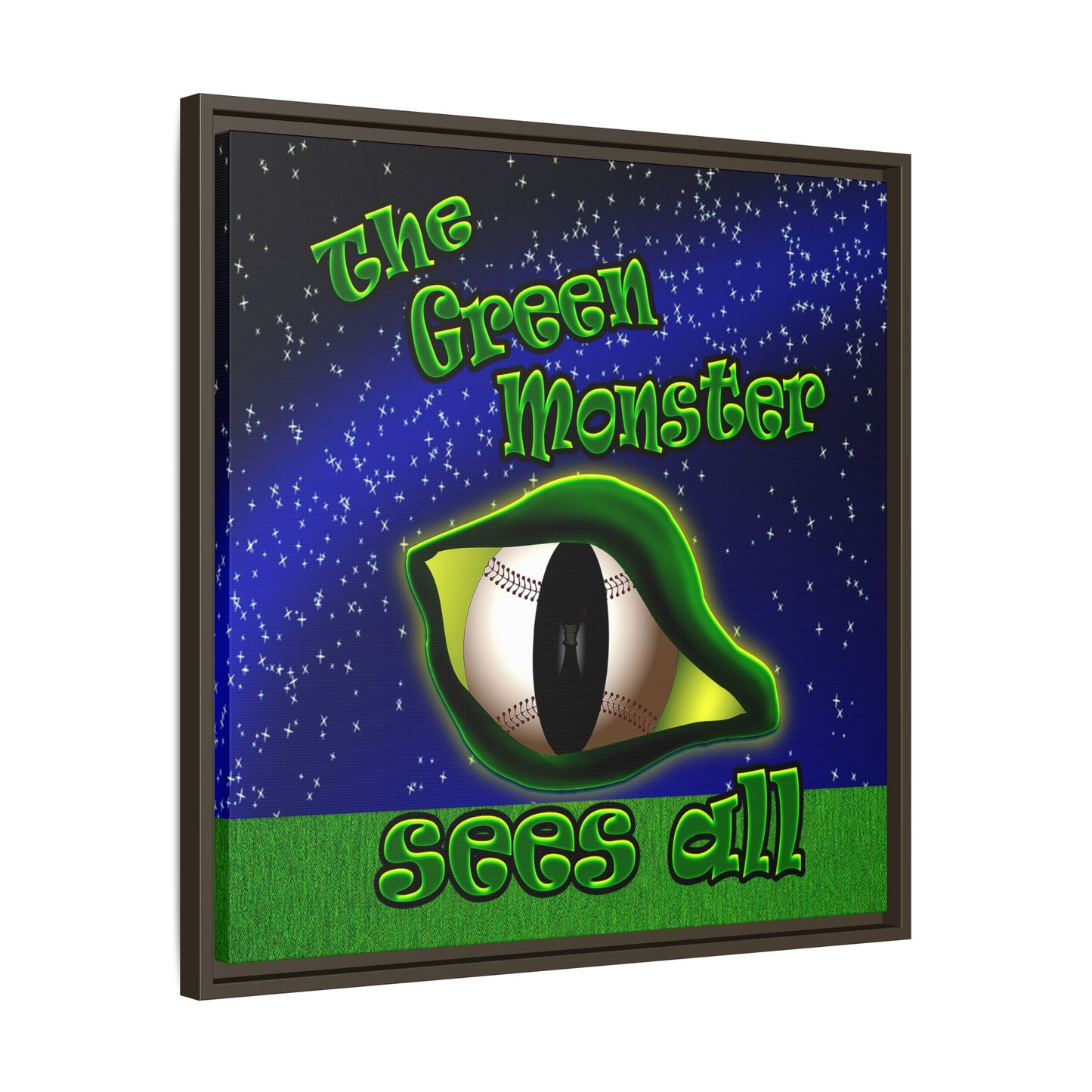 green monster - framed canvas art ('snoops' background)