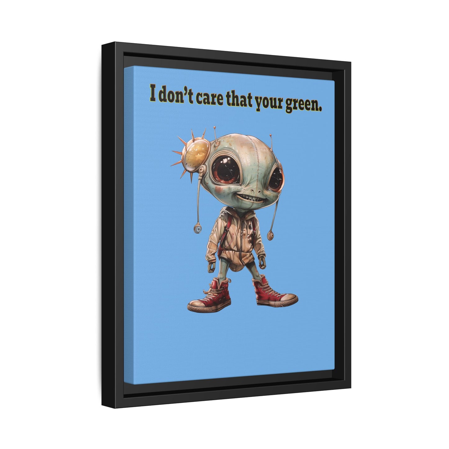 I don't care that your green - framed canvas art (light blue)