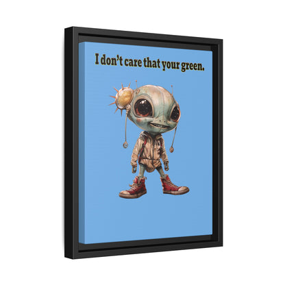 I don't care that your green - framed canvas art (light blue)